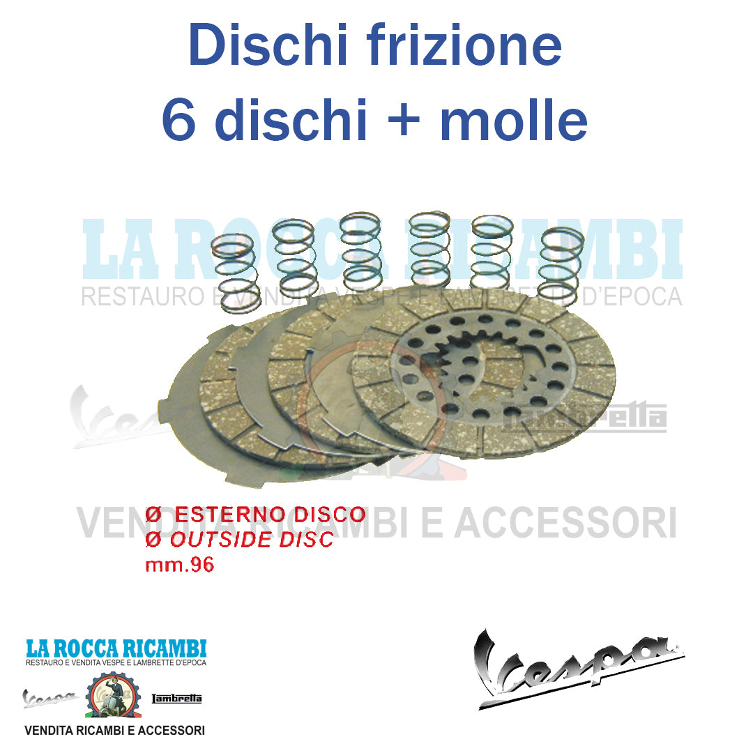 Kit 6 Dischi Frizione + Molle Vespa Dal 1954 al 1957 VM - VN - VL