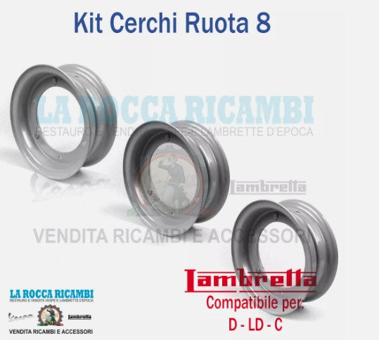 Kit 3 Cerchi Lambretta C - LC - D - LD (8 Pollici)