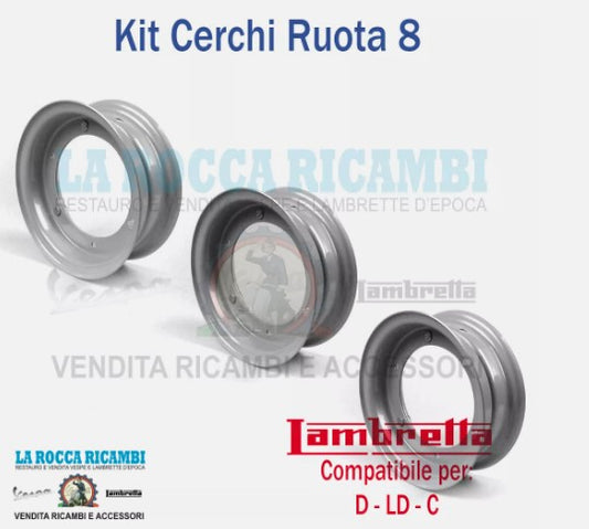 Kit 3 Cerchi Lambretta C - LC - D - LD (8 Pollici)