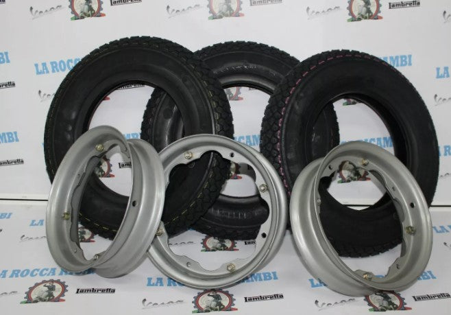 Kit 3 Copertoni + 3 Cerchi LAMBRETTA LI - TV - SPECIAL- DL -  SX
