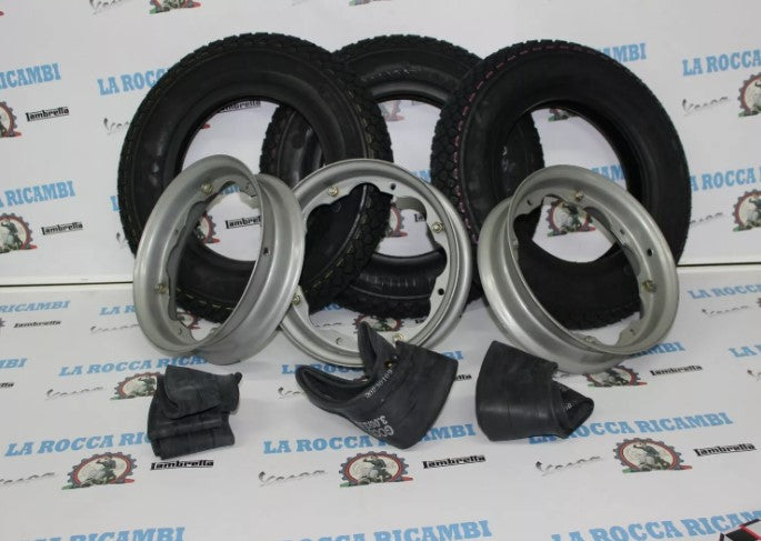 Kit 3 Copertoni + 3 Cerchi + 3 Camera Aria LAMBRETTA LI TV SPECIAL DL SX