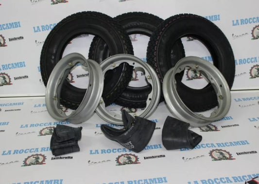 Kit 3 Copertoni + 3 Cerchi + 3 Camera Aria LAMBRETTA LI TV SPECIAL DL SX