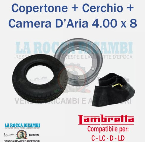 Kit Copertone + Cerchio + Camera Aria Lambretta C - D - LD - LC 125 150