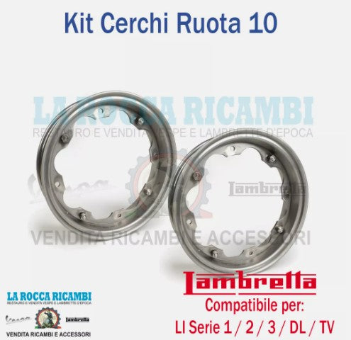 Kit 2 CERCHI Lambretta LI /  TV / SPECIAL / DL / SX DAL '58 AL '70 R.O. 19044034