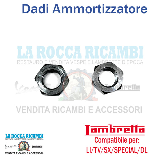 Kit 2 pz Dadi Ammortizzatore Posteriore/Asso Motore Lambetta LI