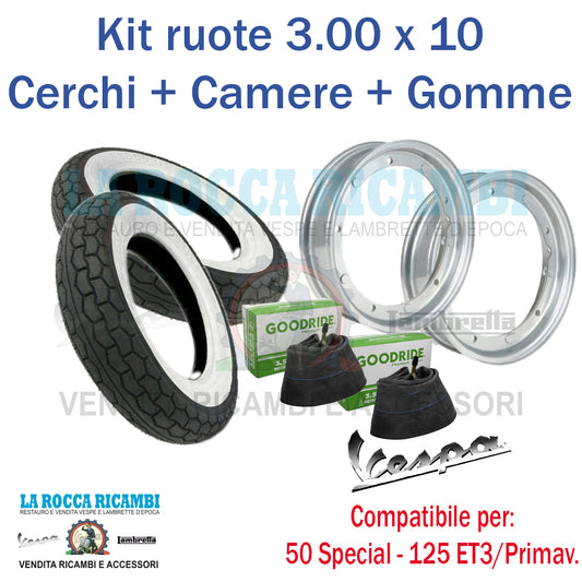 Kit completo 2 ruote Vespa 50 Special - 125 ET3 / PRIMAVERA - PK 3.00 x 10