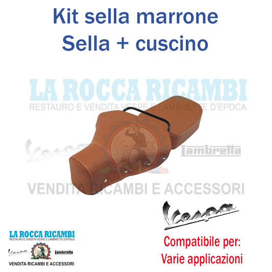 Kit Sella Monoposto + Cuscino Marrone Vespa Anni 60 / 70