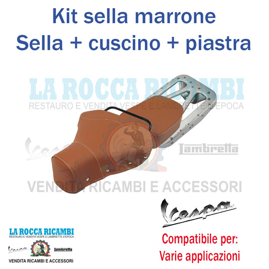 Kit Sella Monoposto + Cuscino + Piastra Marrone Vespa Anni 60