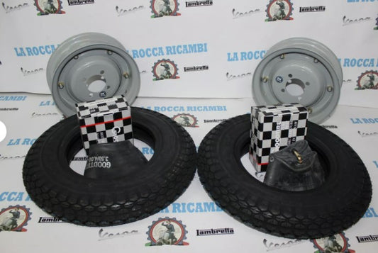 KIT 2 COPERTONI VESPA 3.50 8 + 2 CERCHI DA 8 + 2 CAMERA D'ARIA 3.50 4.00 8