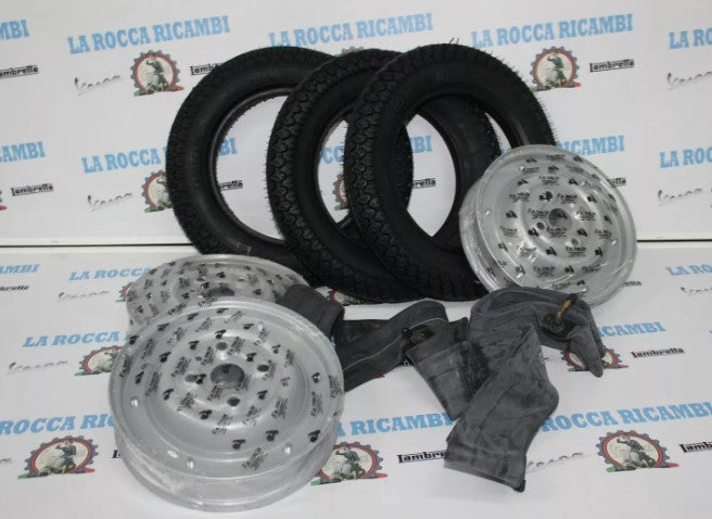 KIT 3 COPERTONI 2 75 X 9 + 3 CERCHI CHIUSI + 3 CAMERA D'ARIA VESPA 50 1 SERIE N-L-R