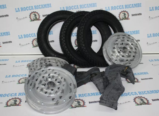 KIT 3 COPERTONI 2 75 X 9 + 3 CERCHI CHIUSI + 3 CAMERA D'ARIA VESPA 50 1 SERIE N-L-R