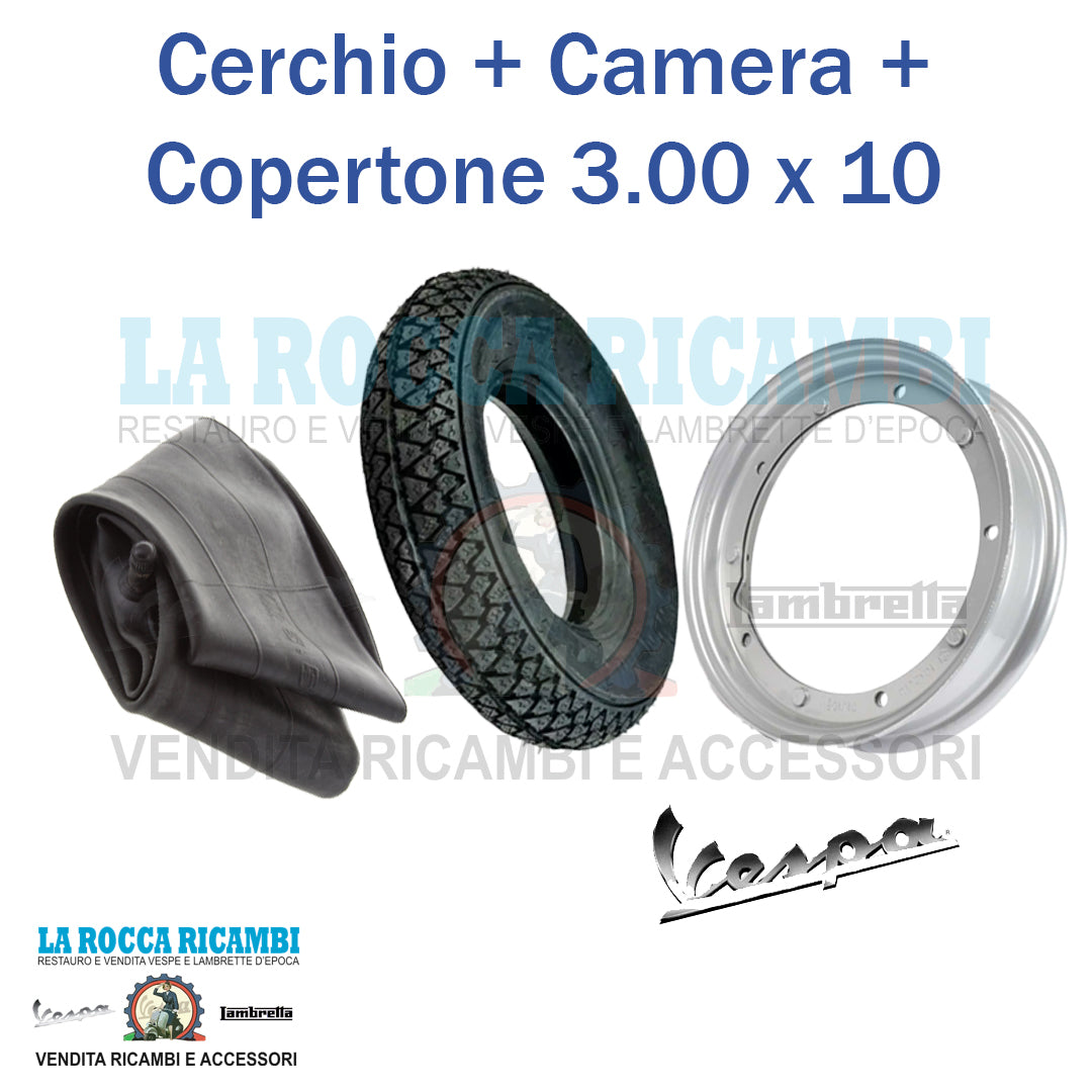Kit Copertone 3.00 x 10 + Cerchio + Camera Aria 10 pollici Vespa 50 SPECIAL - PRIMAVERA ET3