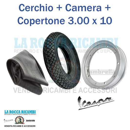 Kit Copertone 3.00 x 10 + Cerchio + Camera Aria 10 pollici Vespa 50 SPECIAL - PRIMAVERA ET3