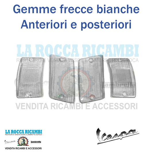 Plastiche Gemme Frecce Ant. e Post. Vespa PK XL/RUSH/N/HP - Bianco Trasparente