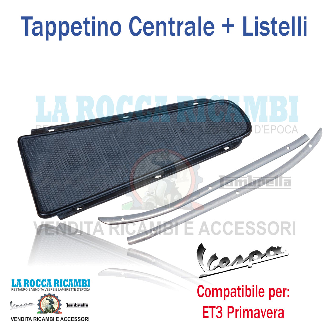Kit Tappetino Centrale In Gomma + Listelli + 6 Viti Vespa PRIMAVERA - ET3