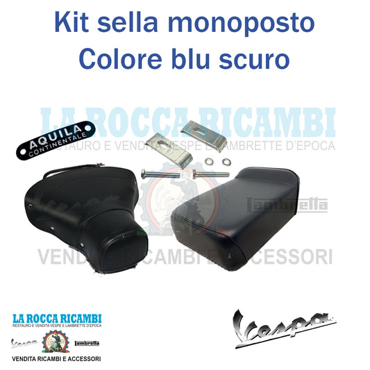 Kit sella anteriore + cuscino posteriore Vespa VNA/VBA/VBB/GL (Colore Blu Scuro)
