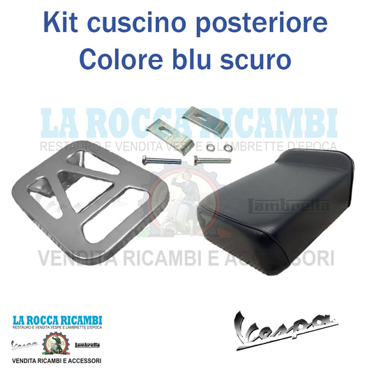 Kit cuscino + piastra posteriore Vespa VNA/VBA/VBB/GL (Colore Blu Scuro)