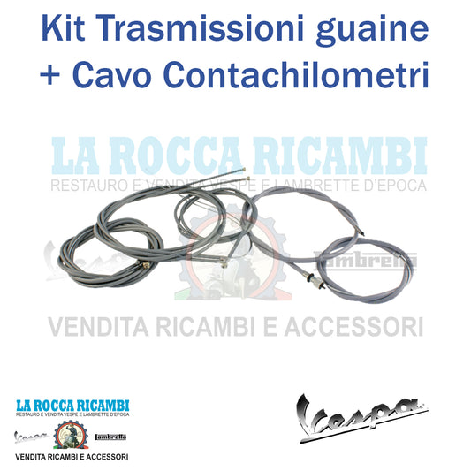 Kit Fili + Guaine Con Cavo Trasmissione Contachilometri Vespa PX Arcobaleno