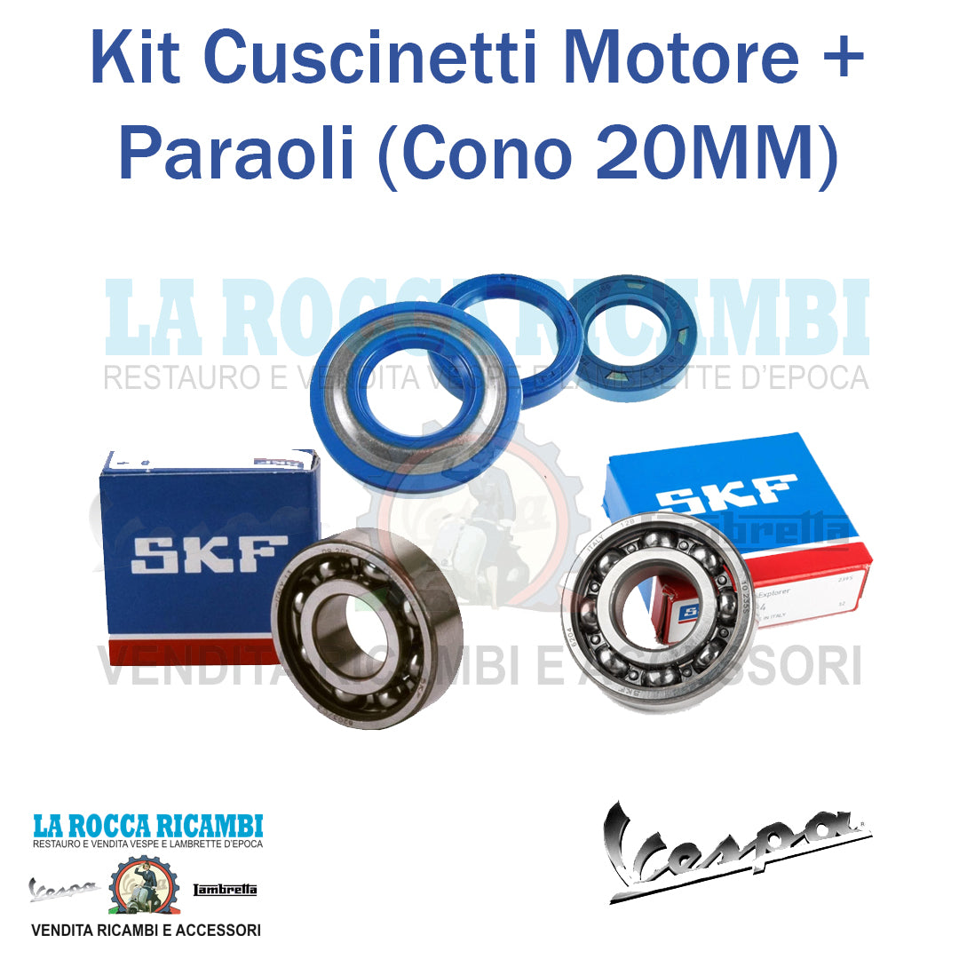 Kit Cuscinetti Motore + Paraoli Vespa 50 N / L / R / SPECIAL - PK S (CONO DA 19 MM)