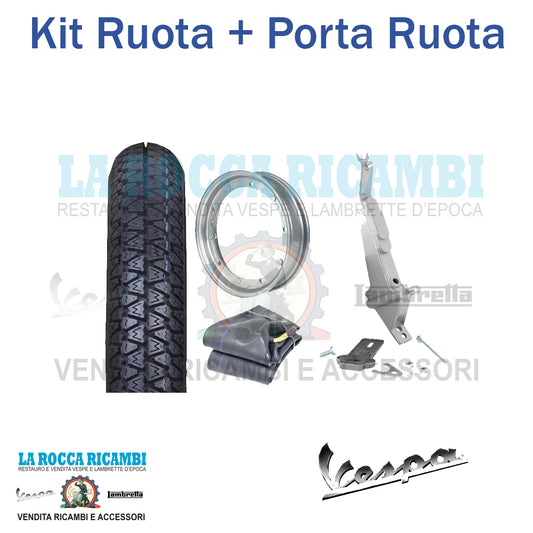 Kit Porta Ruota Di Scorta + Ruota + Cerchio 3.00x10 per vespa 50 special et3 primavera