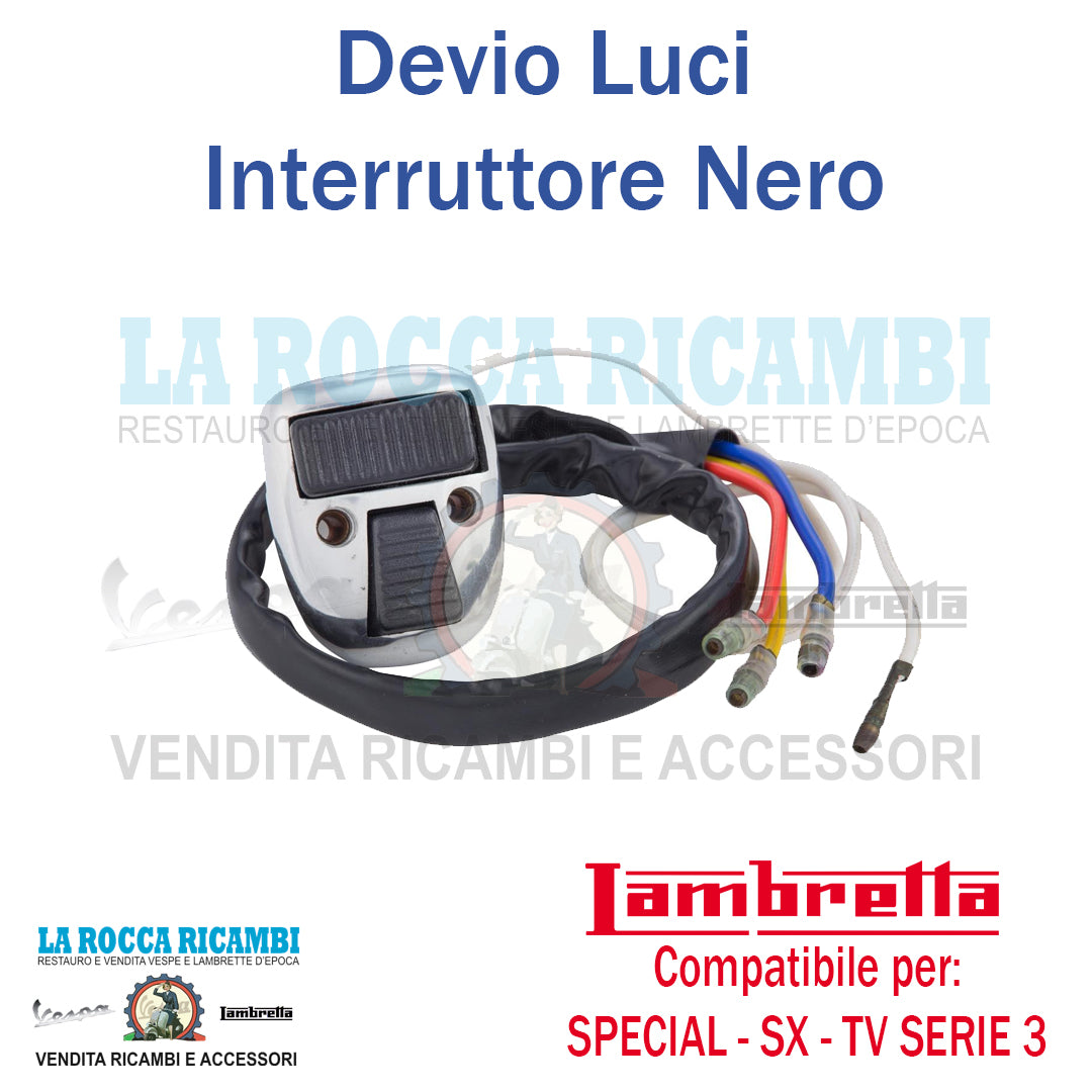 Interruttore / Commutatore Devio Luci Lambretta SPECIAL - SX - TV SERIE 3 - DL [NERO]
