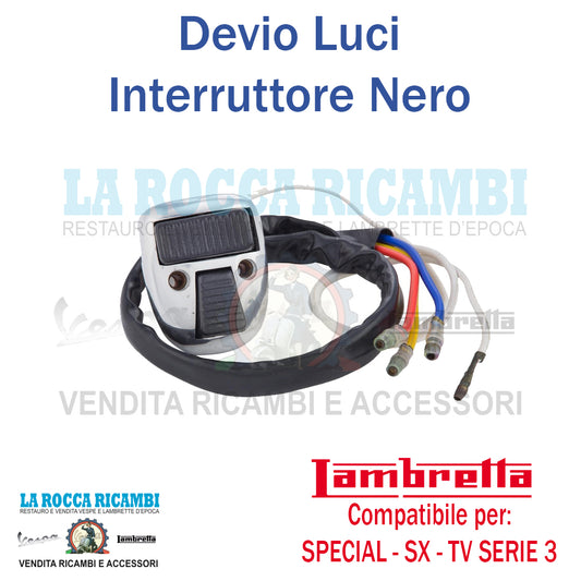 Interruttore / Commutatore Devio Luci Lambretta SPECIAL - SX - TV SERIE 3 - DL [NERO]