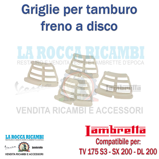 Griglia tamburi freno a disco Lambretta TV 175 / SX 200 / DL 200 Dal 1963 AL 1970