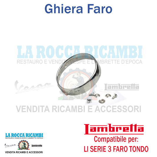 Ghiera / Cornice Faro Anteriore  Lambretta LI 125 / 150 Serie 3 Dal 1962 Al 1965