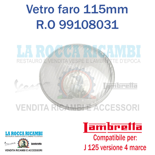 Vetro Faro Anteriore Lambretta J 125 Versione 4 Marce (115 mm)