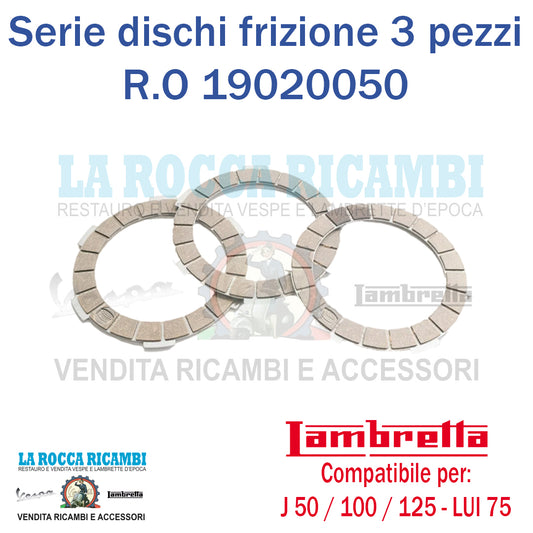 Dischi Frizione 3 Dischi Lambretta J 50 / 100 / 125 - LUI 75