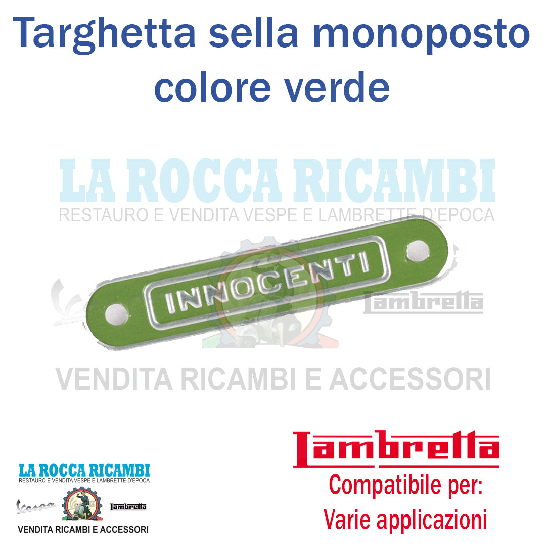 Scritta / Targhetta "INNOCENTI" Per Sella Lambretta [VERDE]