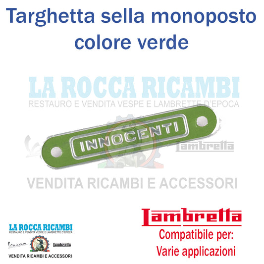 Scritta / Targhetta "INNOCENTI" Per Sella Lambretta [VERDE]