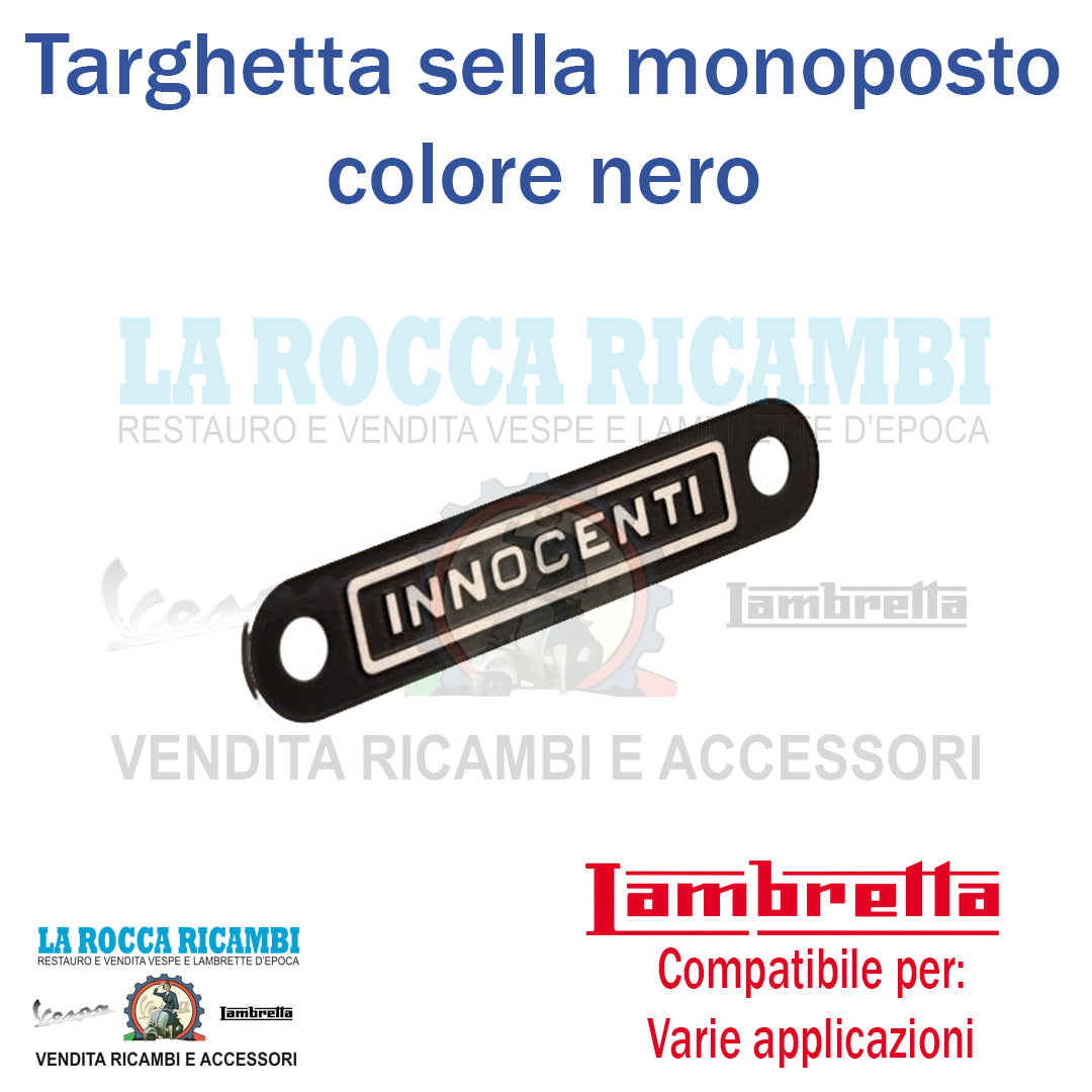 Scritta / Targhetta "INNOCENTI" Per Sella Lambretta [NERA]