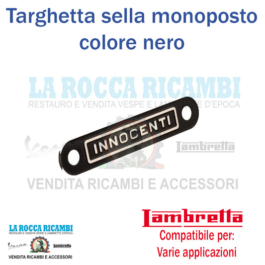 Scritta / Targhetta "INNOCENTI" Per Sella Lambretta [NERA]