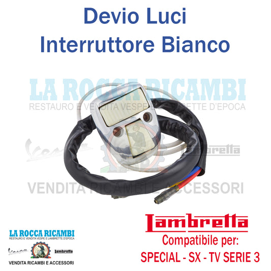 Interruttore Devio Luci Lambretta SPECIAL - SX - TV SERIE 3 [BIANCO]