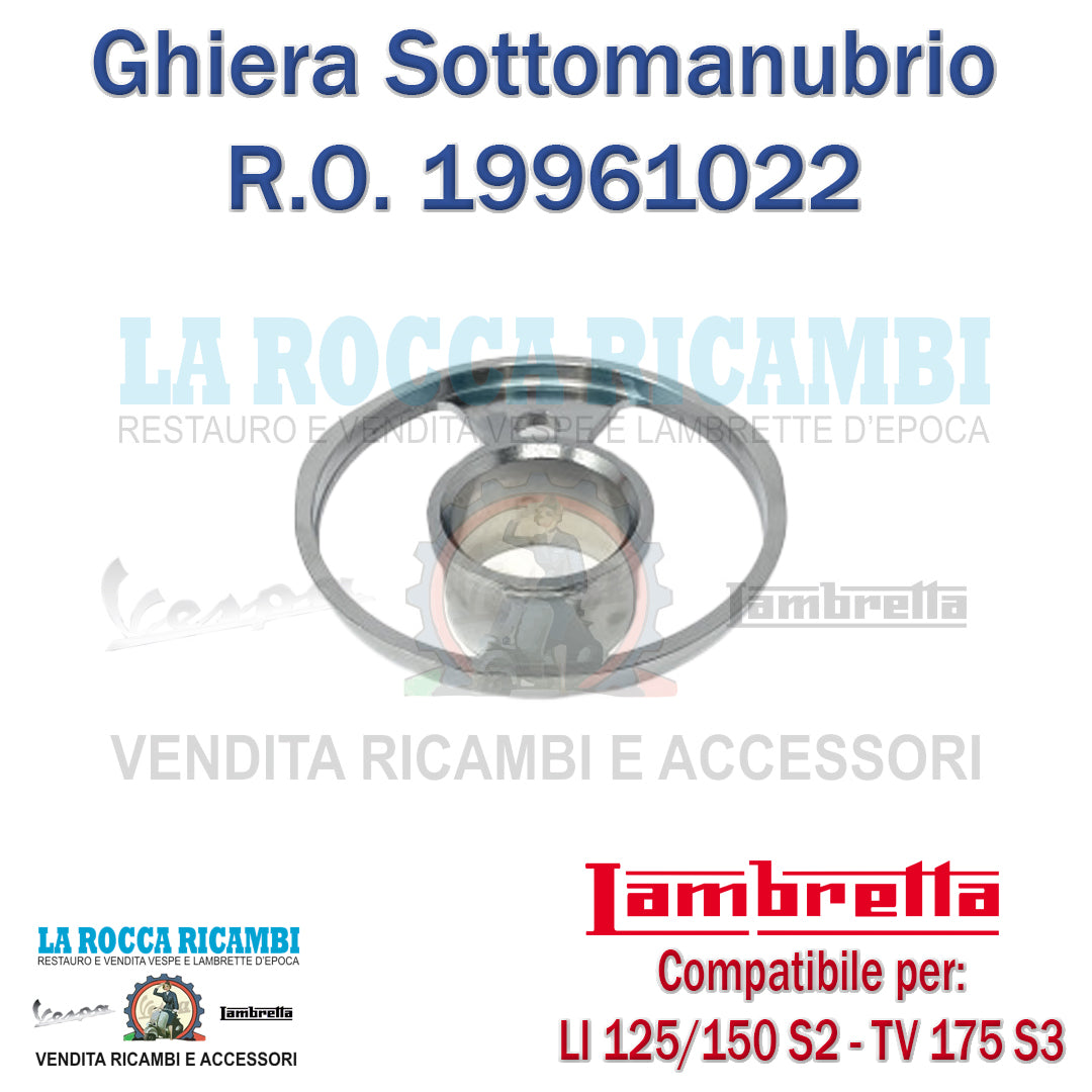 Ghiera Cromata Sotto Manubrio Lambretta LI 125/150 - SPECIAL - TV 175 Serie 3 (Con Foro)