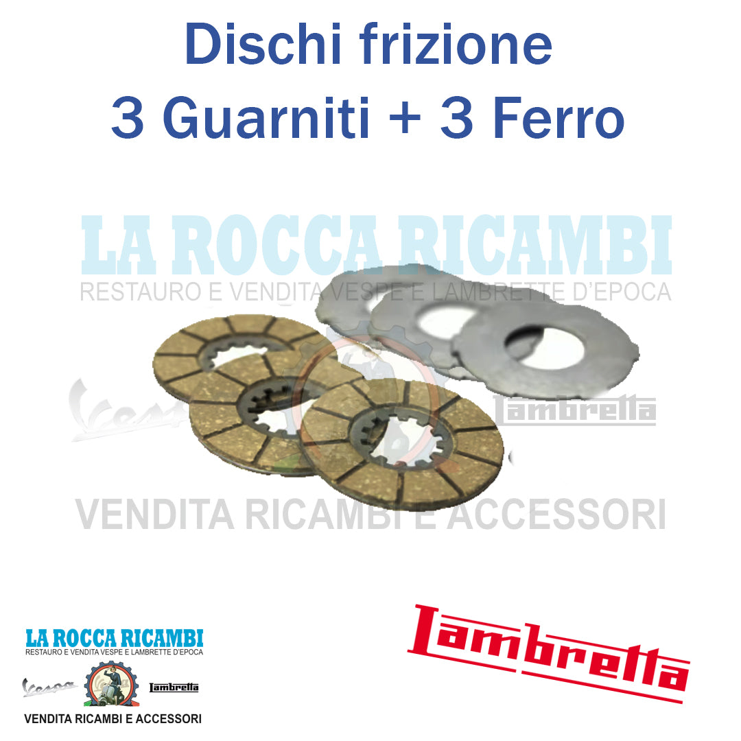 Dischi Frizione 3 Dischi + Ferro Lambretta A/B/C/LC 125 D - LD 125 150