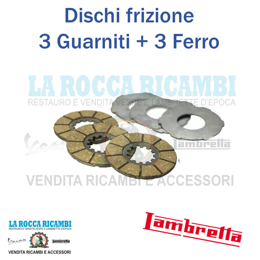 Dischi Frizione 3 Dischi + Ferro Lambretta A/B/C/LC 125 D - LD 125 150