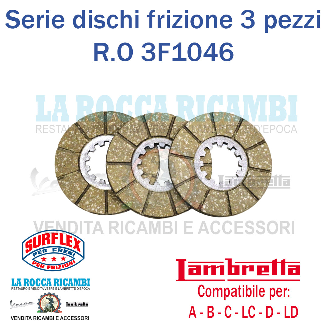 Dischi Frizione 3 Dischi Lambretta A - B - C - LC 125 D - LD 125 150