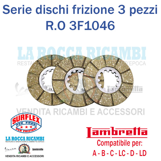 Dischi Frizione 3 Dischi Lambretta A - B - C - LC 125 D - LD 125 150