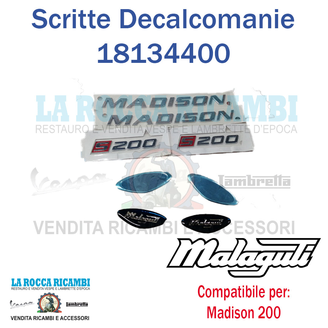 Serie Scritte Decalcomanie MALAGUTI 200 MADISON DAL 1999 AL 2001