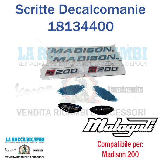 Serie Scritte Decalcomanie MALAGUTI 200 MADISON DAL 1999 AL 2001