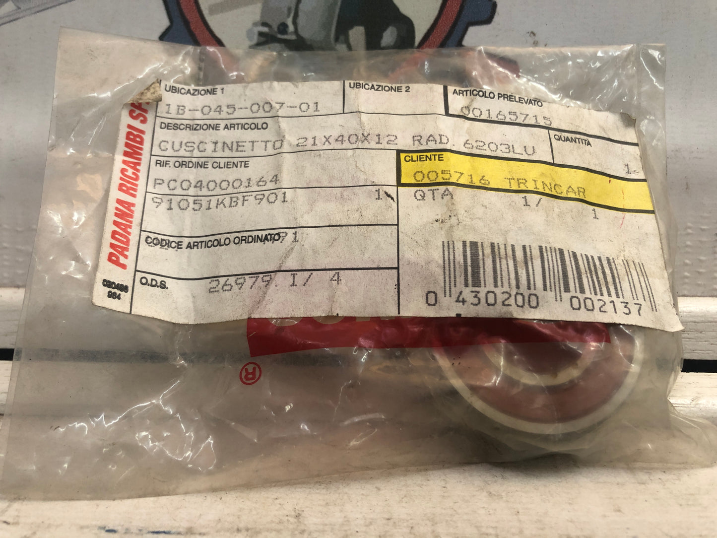 Cuscinetto 21 x 40 x 12 KYMCO 00165715
