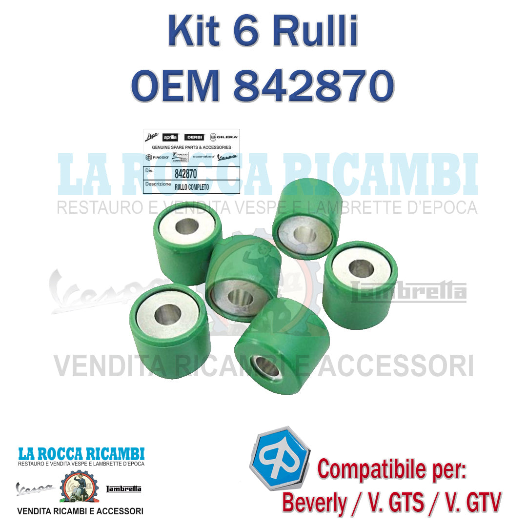 KIT 6 RULLI PIAGGIO BEVERLY - LIBERTY 21 x 17 PESO 11,50 gr