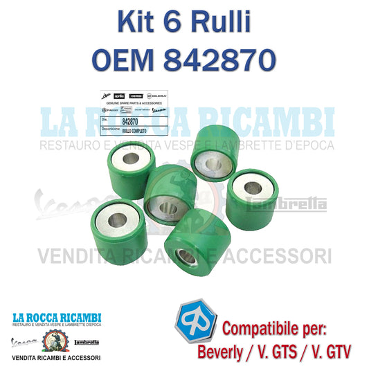 KIT 6 RULLI PIAGGIO BEVERLY - LIBERTY 21 x 17 PESO 11,50 gr