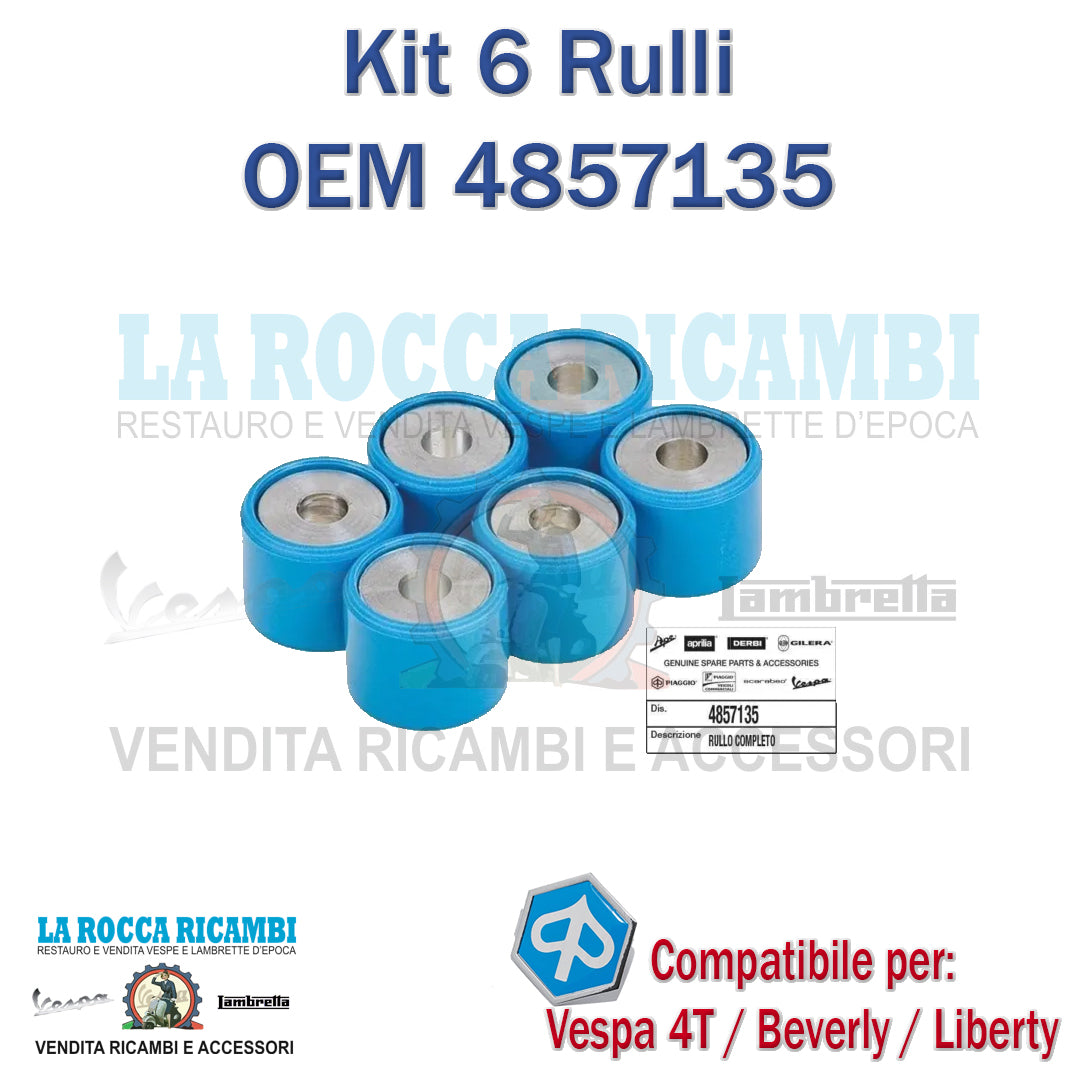 KIT RULLI PIAGGIO VESPA 4T - BEVERLY - LIBERTY 21 x 17 PESO 10,7 gr