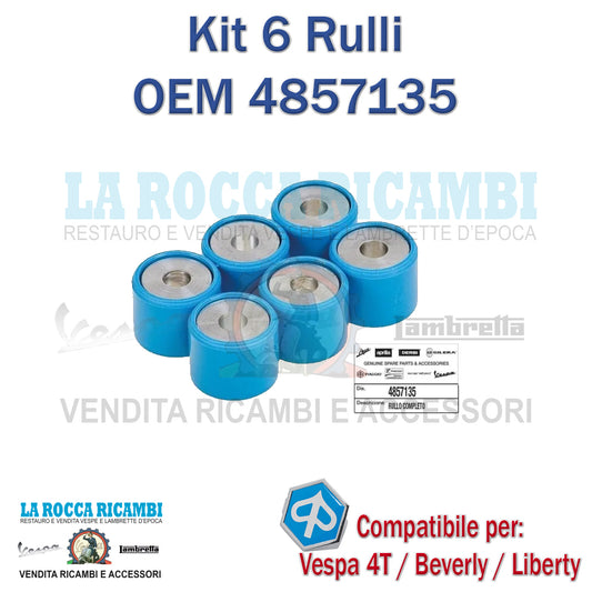KIT RULLI PIAGGIO VESPA 4T - BEVERLY - LIBERTY 21 x 17 PESO 10,7 gr