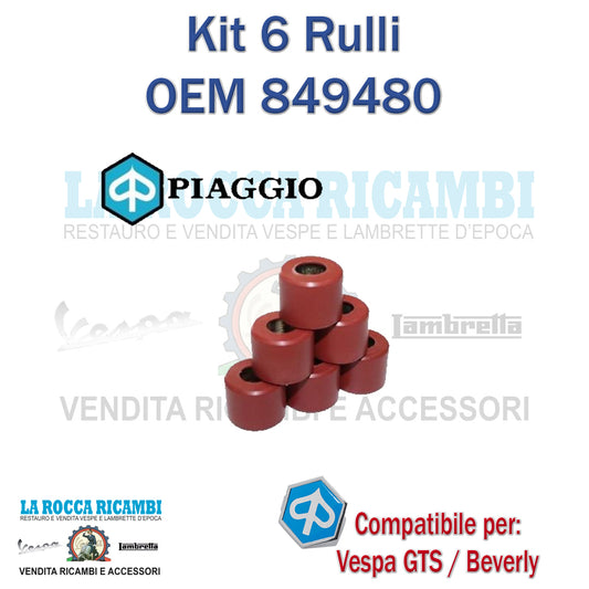 KIT 6 RULLI VARIATORE 21 X 17 13,8 GR APRILIA GILERA PIAGGIO PEUGEOT VESPA 250 300
