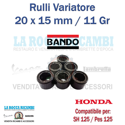 Kit 6 Rulli per Variatore Honda SH 125 05-12, PES PS i 125 06-10 [11 GRAMMI] 20 X 15