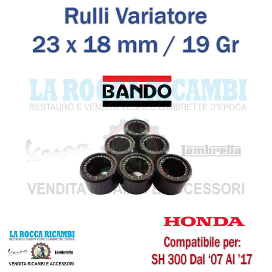 KIT 6 RULLI 23 X 18 X 19 GRAMMI HONDA SH 300 DAL 2007 AL 2017